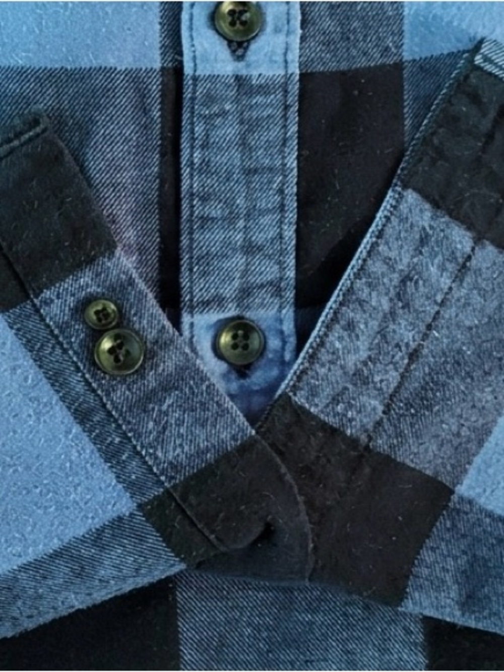 Urban Pipeline Plaid Flannel Shirt Blue Black 100% Cotton Casual Comfy Grunge S - Picture 4 of 6